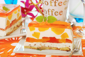 peach cake with jelly