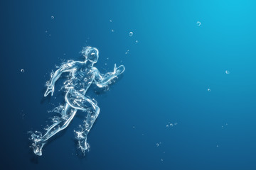 Obraz na płótnie Canvas Running Man ciecz grafiki na niebieskim tle
