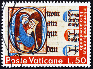 Postage stamp Vatican 1972 Illuminated Initial from St. Luke’s G
