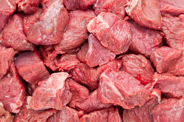 Fresh raw meat pieces