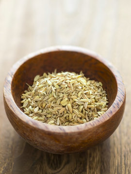 close up of a bowl of fennel seeds