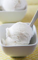 scoops of vanilla ice cream in bowl