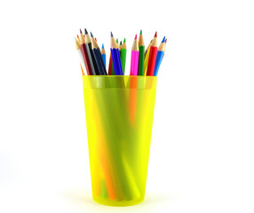 Color pencils in the yellow prop