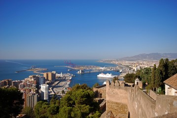 Alcazaba and port area, Malaga, Spain © Arena Photo UK