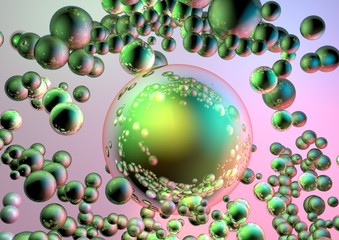 Abstract background with metallic shiny balls