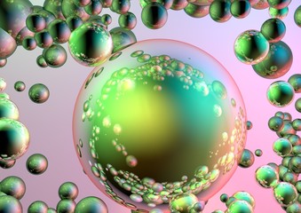 Abstract background with metallic shiny balls