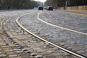 Straßenbahnschienen in der Münchner Innenstadt