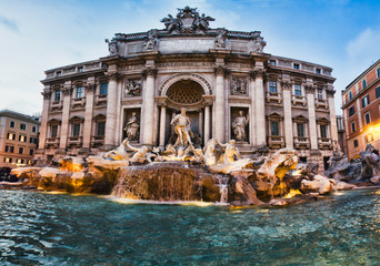 Fontana Trevi - the most famous of Rome's fountains in the world - obrazy, fototapety, plakaty