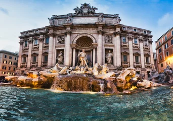 Papier Peint Lavable Fontaine Fontana Trevi - la plus célèbre des fontaines de Rome au monde