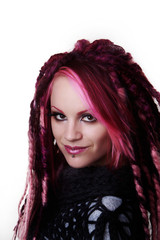 Portrait of woman with dreadlocks hair