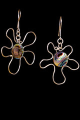 Handmade wire-work nacreous earrings