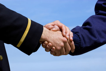 Handshaking pilot and aircraft mechanic