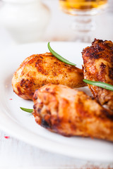 Roast Chicken Legs on a Plate