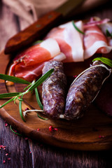 Spicy Italian Sausages and Bacon  with fresh Rosemary