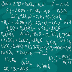 The seamless of a chemical notation on green board