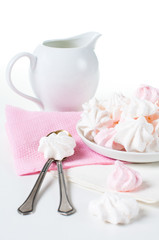 white and pink meringues