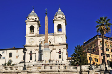 Fototapeta na wymiar Rzym, Schody Hiszpańskie i Trinita 'dei Monti