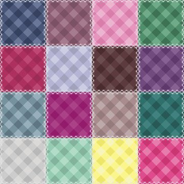 patchwork background with checked patterns