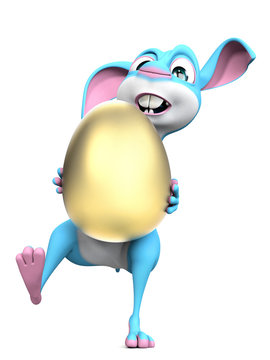 Osterhase tr&auml;gt goldenes Osterei