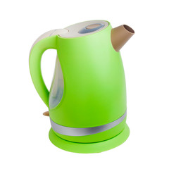 electric kettle teapot green tea isolated on white background (c