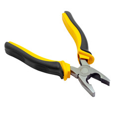 yellow pliers open isolated on white background (clipping path)