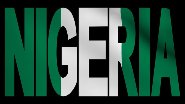 Nigeria text with fluttering flag animation