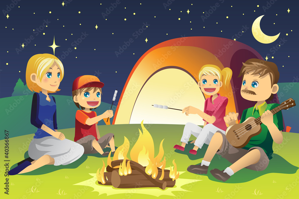 Wall mural camping family