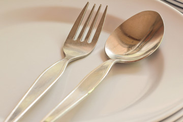 Close-up of spoon and fork o