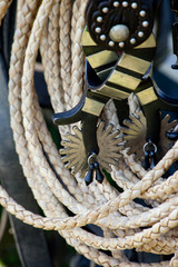 Cowboy spurs and rope