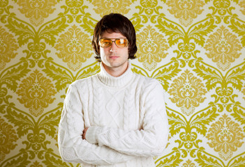 retro man vintage glasses and turtleneck sweater