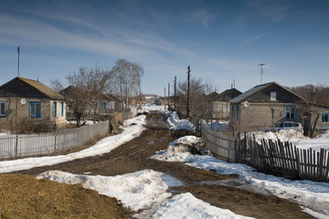The village street. Spring