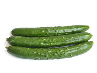 Japanese delicious cucumbers isolated on white background