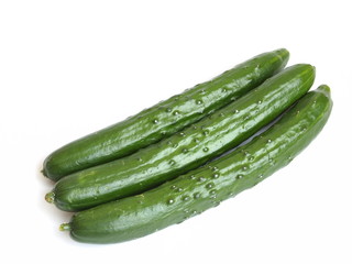 Japanese delicious cucumbers isolated on white background