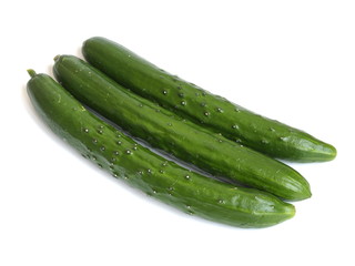 Japanese delicious cucumbers isolated on white background