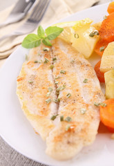 grilled fish and vegetables