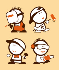 Set of construction professions funny peoples icons