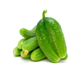 cucumbers on white close-up