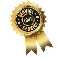 100% Service - Gold Button