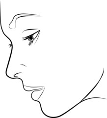 beautiful young woman profile, vector illustration