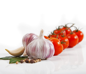 Cherry tomatoes on white background. 