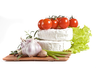 Cherry tomatoes on white background. 