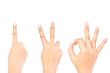 Collection of hands number symbol.