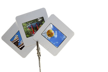 Three slide photographs with images from a China vacation