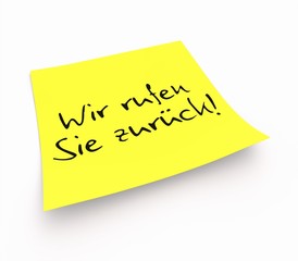 Notizzettel - Wir rufen Sie zurück!