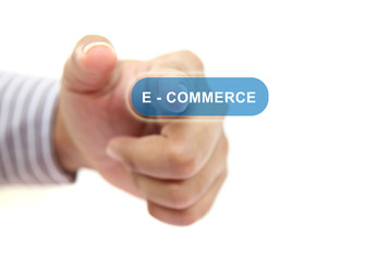hand pushing e-commerce button