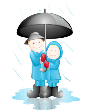 Happy Couple in the Rain