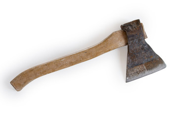 Old axe isolated on white background (clipping path)