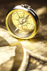 Compass on old map
