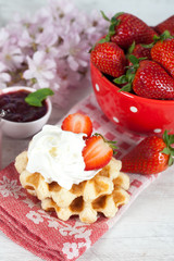 Waffle with strawberries