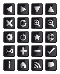 Glossy Black Square Navigation Web Icons